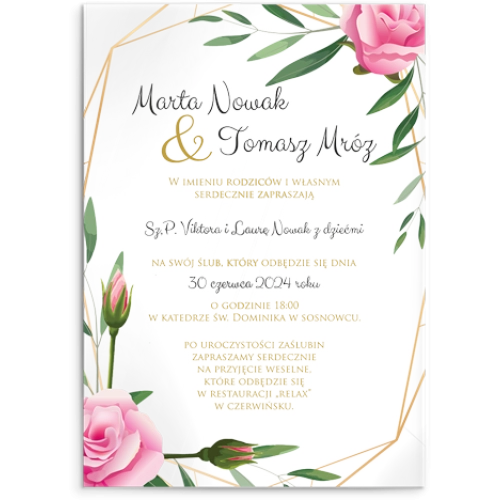 Zaproszenia ślubne Flowers & Frame - Akrylowe Motyw 4