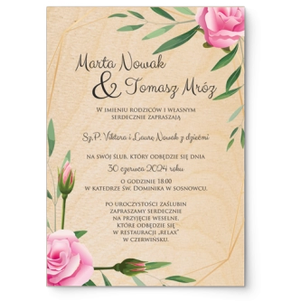 Zaproszenia ślubne Flowers & Frame - Drewniane Motyw 4