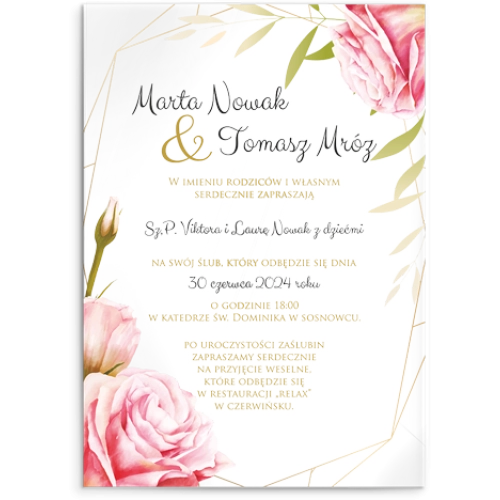 Zaproszenia ślubne Flowers & Frame - Akrylowe Motyw 5