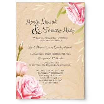 Zaproszenia ślubne Flowers & Frame - Drewniane Motyw 5