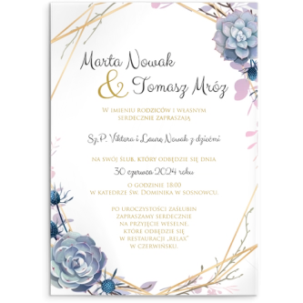 Zaproszenia ślubne Flowers & Frame - Akrylowe Motyw 6