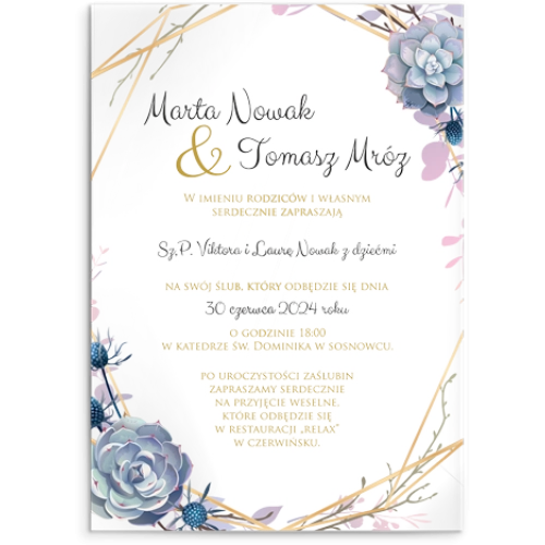 Zaproszenia ślubne Flowers & Frame - Akrylowe Motyw 6
