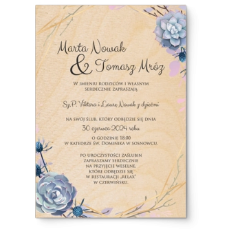 Zaproszenia ślubne Flowers & Frame - Drewniane Motyw 6