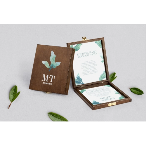 Zaproszenie dla Rodziców - brązowe Eukaliptus Motyw 3