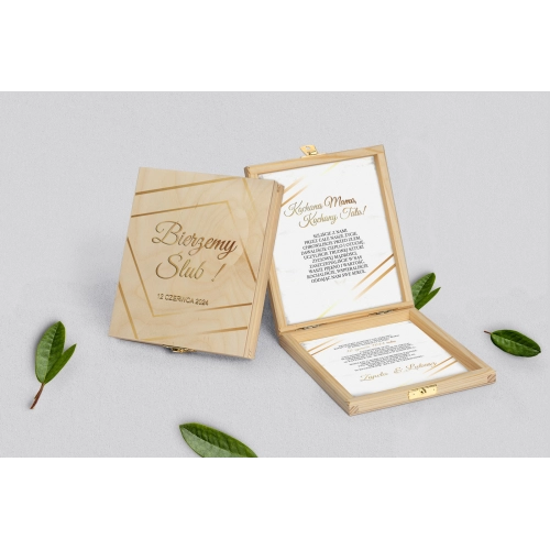 Zaproszenie dla Rodziców - naturalne Marmur&Złoto Motyw 1