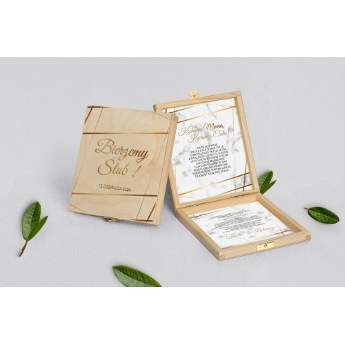 Zaproszenie dla Rodziców - naturalne Marmur&Złoto Motyw 2