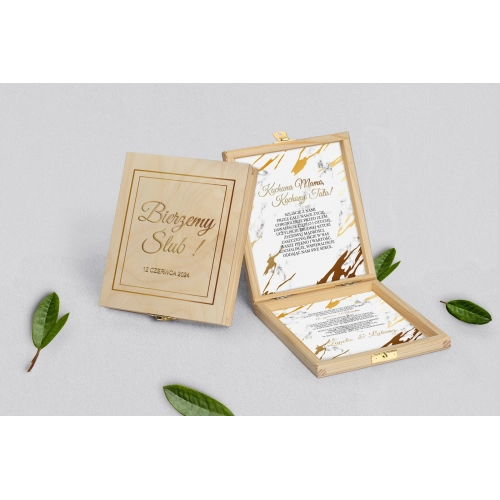 Zaproszenie dla Rodziców - naturalne Marmur&Złoto Motyw 3