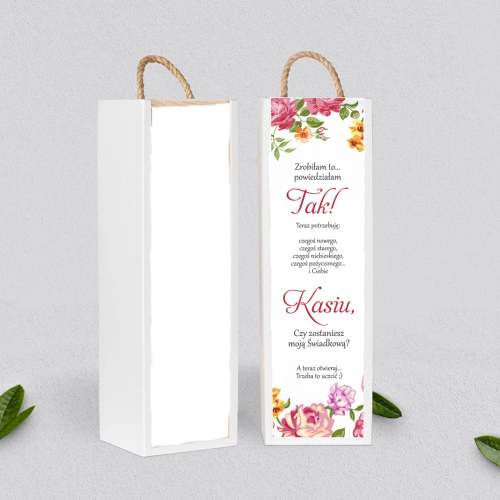 Prośba o Świadkowanie - SNW Akryl biała Serce Kwiat Motyw 6