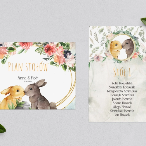 Plan Stołów - Karteczka Animals - Motyw 4