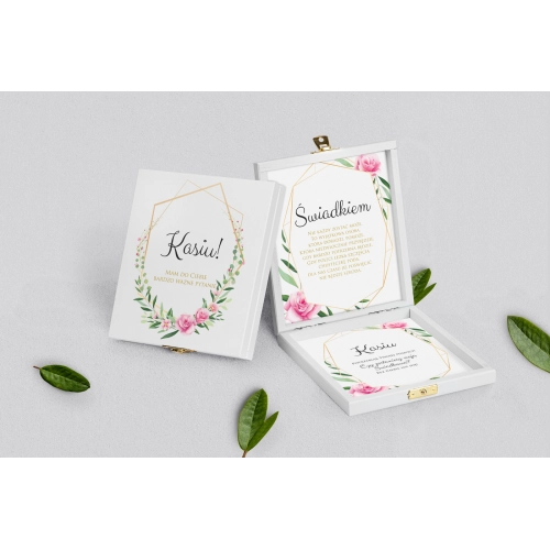 Prośba o&nbsp;świadkowanie - białe puzzle Flowers & Frame Motyw 4