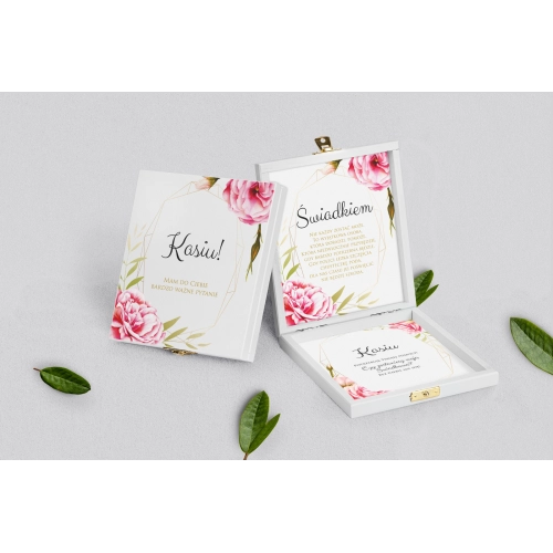 Prośba o&nbsp;świadkowanie - białe puzzle Flowers & Frame Motyw 5