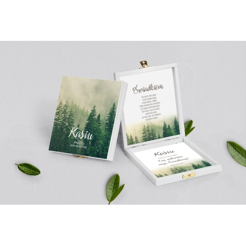 Prośba o&nbsp;świadkowanie - białe puzzle Forest - Motyw 1