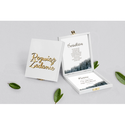 Prośba o&nbsp;świadkowanie - białe puzzle Forest - Motyw 4