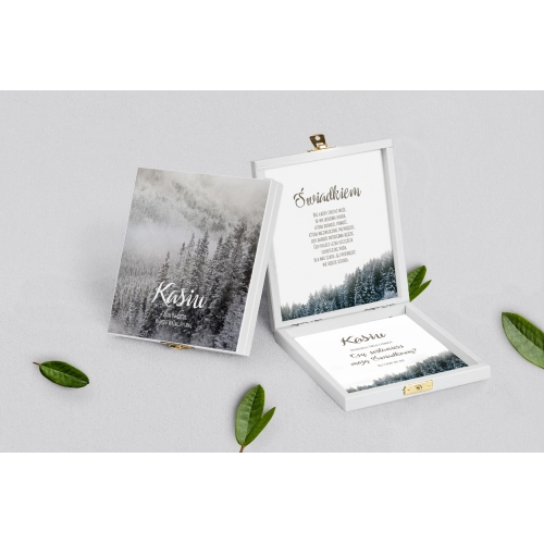 Prośba o&nbsp;świadkowanie - białe puzzle Forest - Motyw 4