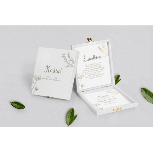 Prośba o&nbsp;świadkowanie - białe puzzle Fiori Motyw 4