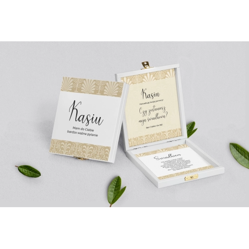 Prośba o&nbsp;świadkowanie - białe puzzle Vintage Motyw 1