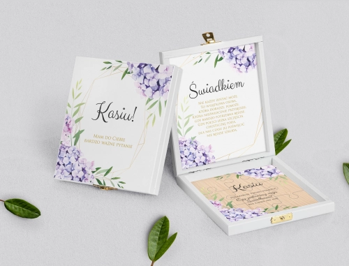 Prośba o świadkowanie - białe puzzle Flowers & Frame Motyw 1