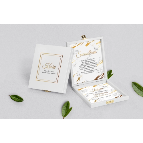 Prośba o&nbsp;świadkowanie - białe puzzle Marmur & Złoto Motyw 3