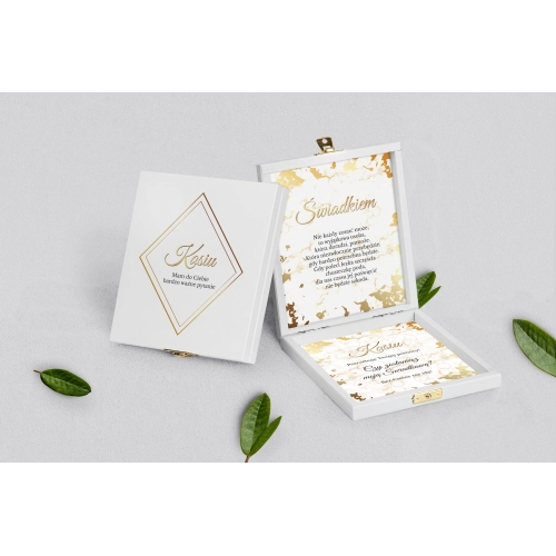 Prośba o&nbsp;świadkowanie - białe puzzle Marmur & Złoto Motyw 5