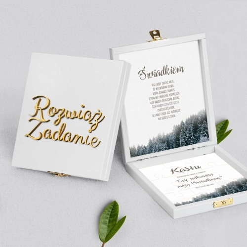 Prośba o świadkowanie - białe puzzle Forest - Motyw 4