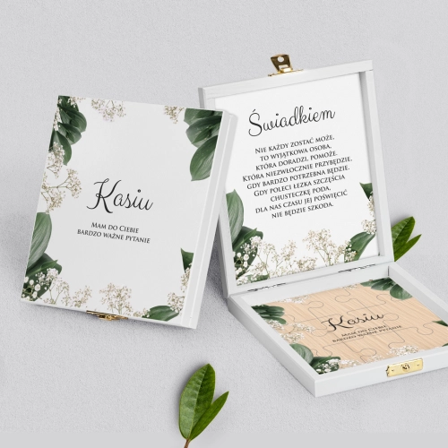 Prośba o świadkowanie - białe puzzle Soft Motyw 1