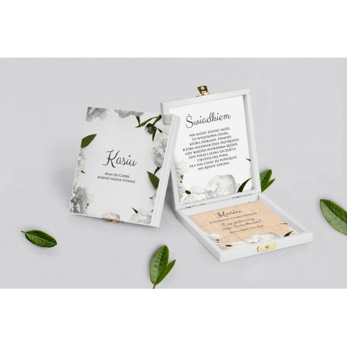 Prośba o&nbsp;świadkowanie - białe puzzle Soft Motyw 3