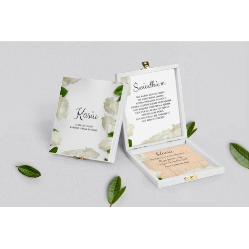 Prośba o&nbsp;świadkowanie - białe puzzle Soft Motyw 4