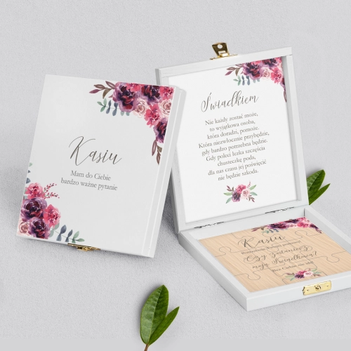 Prośba o świadkowanie - białe puzzle PasteLove Motyw 1