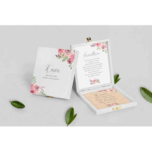 Prośba o świadkowanie - białe puzzle PasteLove Motyw 2