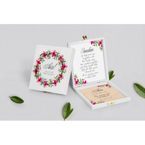 Prośba o&nbsp;świadkowanie - białe puzzle Akwarelowe Wianki Motyw 2