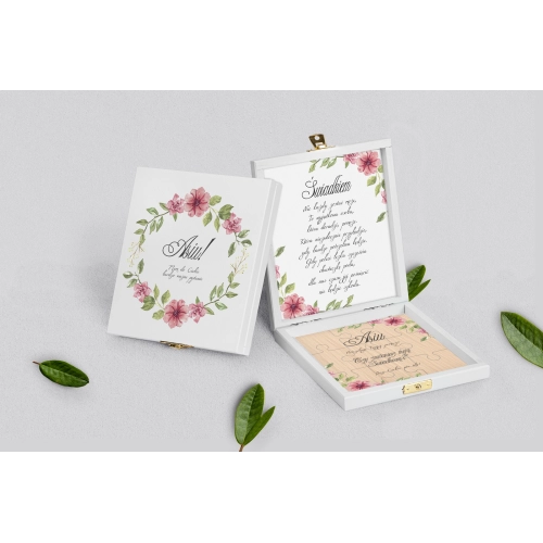 Prośba o&nbsp;świadkowanie - białe puzzle Akwarelowe Wianki Motyw 6