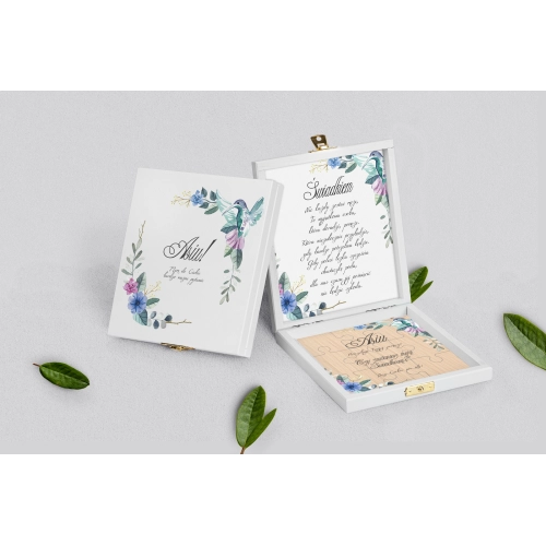 Prośba o&nbsp;świadkowanie - białe puzzle Akwarelowe Wianki Motyw 8