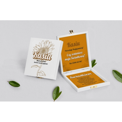 Prośba o świadkowanie - białe puzzle Sunflowers Motyw 3