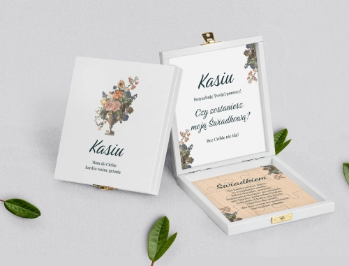 Prośba o świadkowanie - białe puzzle Rustic Summer Motyw 3