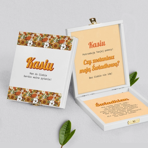 Prośba o świadkowanie - białe puzzle Retro Style Motyw 1