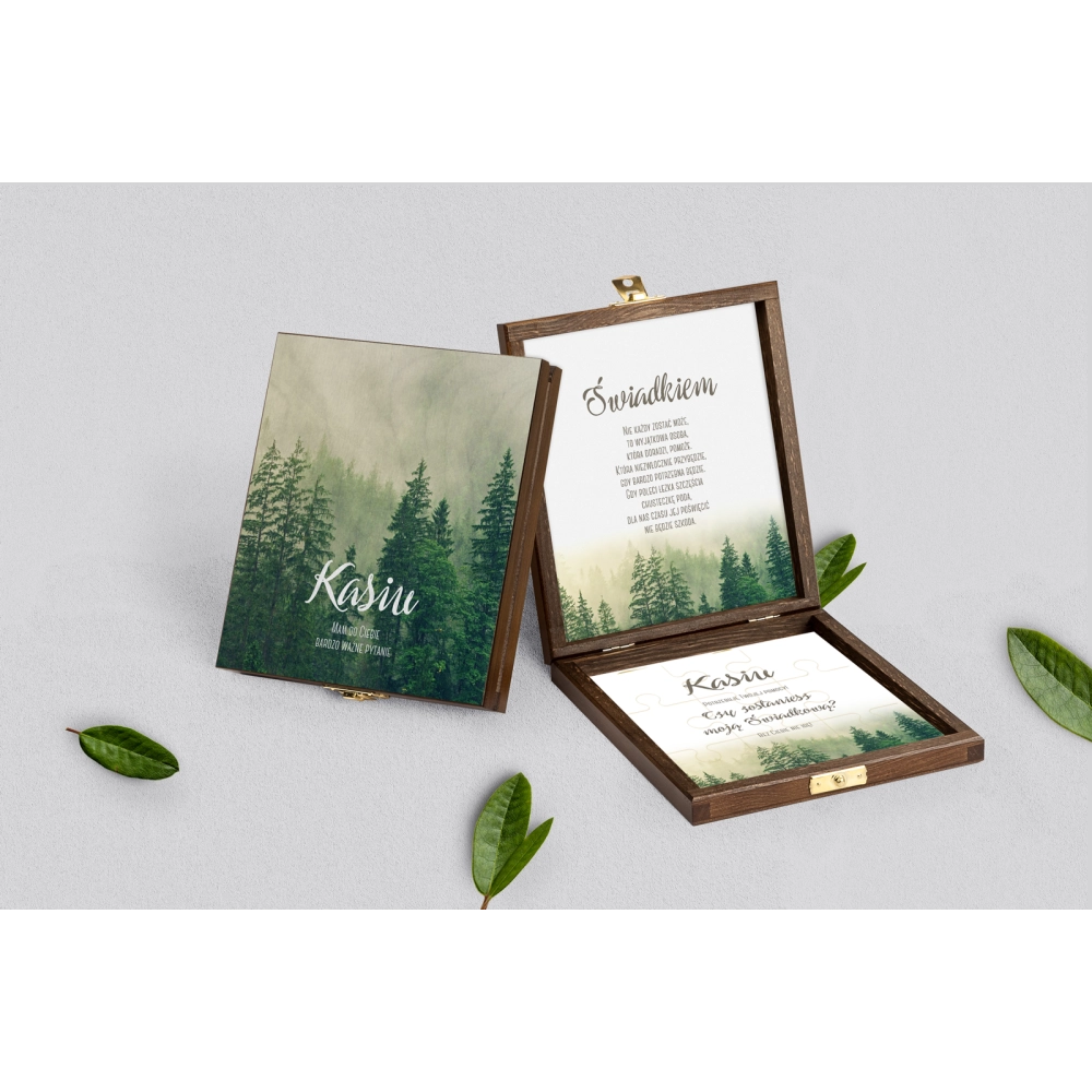Prośba o&nbsp;świadkowanie - brązowe puzzle Forest - Motyw 1