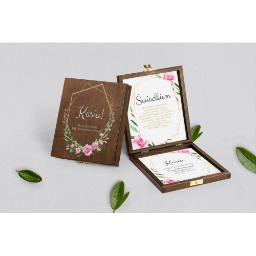 Prośba o&nbsp;świadkowanie - brązowe puzzle Flowers & Frame Motyw 4