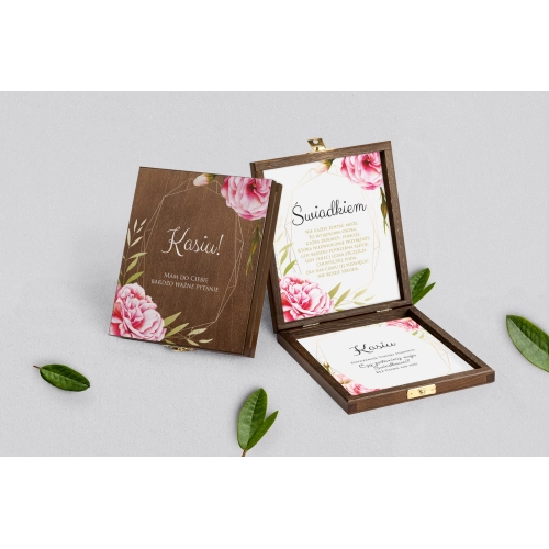 Prośba o&nbsp;świadkowanie - brązowe puzzle Flowers & Frame Motyw 5