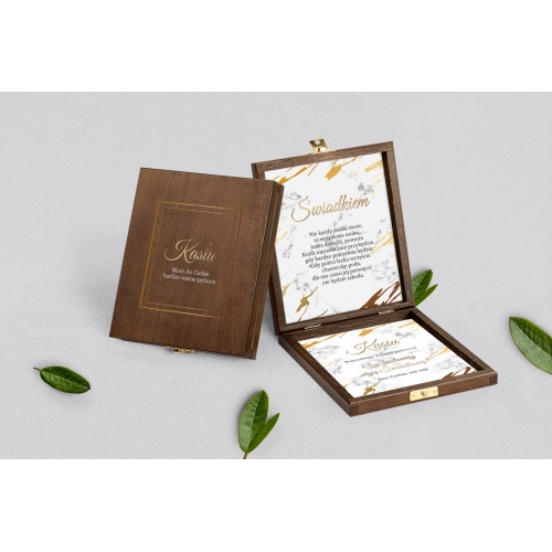 Prośba o&nbsp;świadkowanie - brązowe puzzle Marmur & Złoto Motyw 3