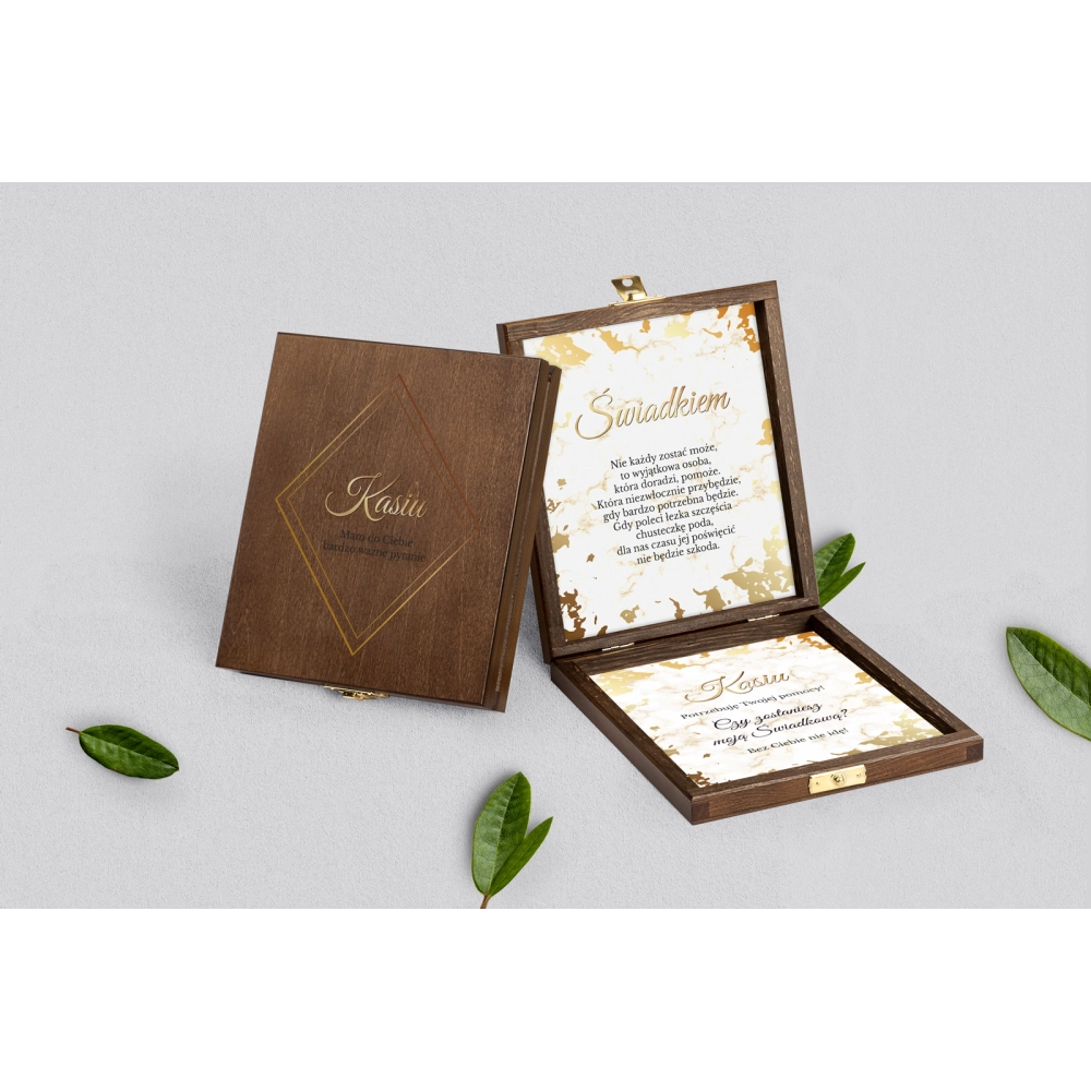 Prośba o&nbsp;świadkowanie - brązowe puzzle Marmur & Złoto Motyw 5
