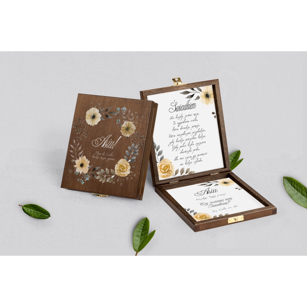 Prośba o&nbsp;świadkowanie - brązowe puzzle Akwarelowe Wianki Motyw 4