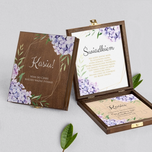 Prośba o świadkowanie - brązowe puzzle Flowers & Frame Motyw 1