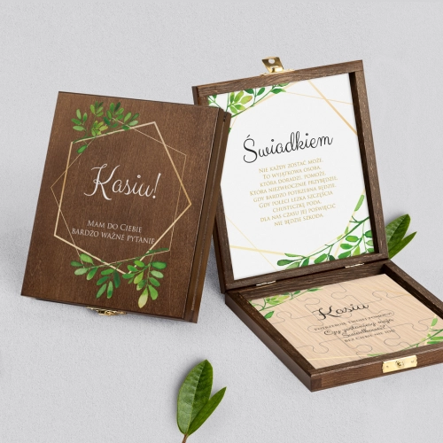 Prośba o świadkowanie - brązowe puzzle Flowers & Frame Motyw 3