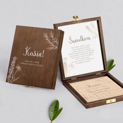 Prośba o świadkowanie - brązowe puzzle Fiori Motyw 1