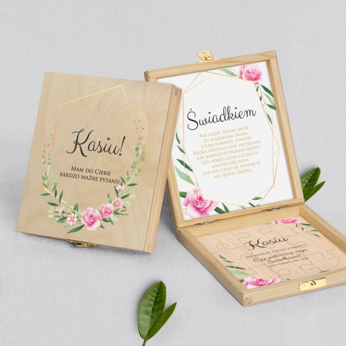 Prośba o świadkowanie - naturalne puzzle Flowers & Frame Motyw 4