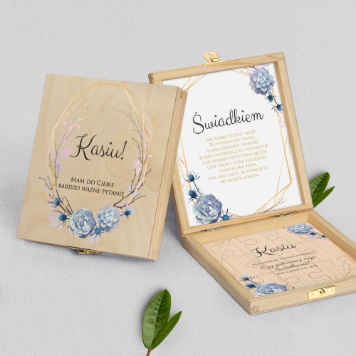 Prośba o świadkowanie - naturalne puzzle Flowers & Frame Motyw 6