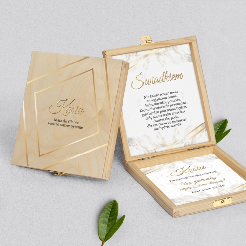 Prośba o świadkowanie - naturalne puzzle Marmur & Złoto Motyw 1