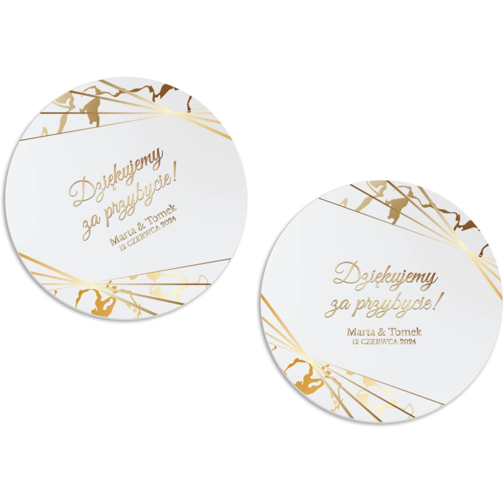 Magnes Okrągły - Marmur & Złoto - Motyw 4