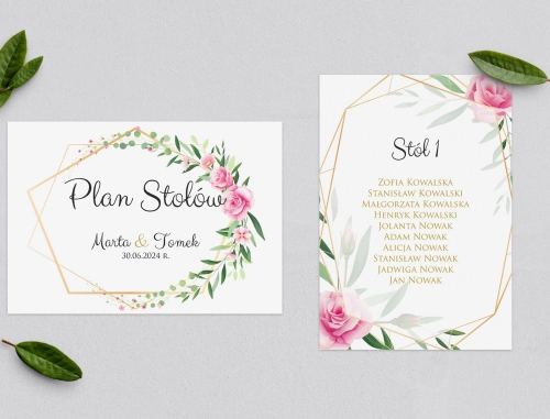 Plan Stołów - Karteczka Flowers & Frame Motyw 4