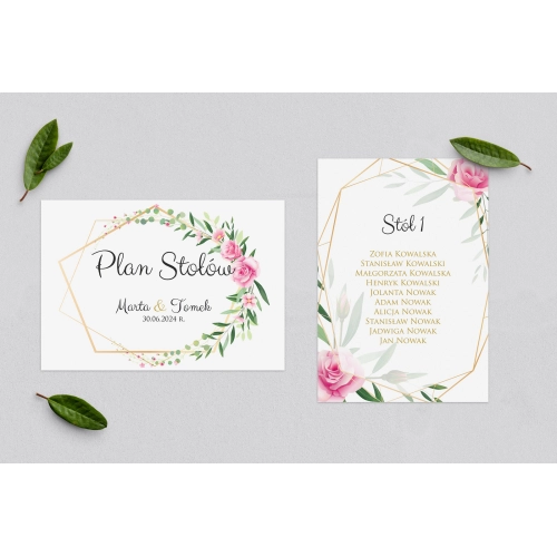Plan Stołów - Karteczka Flowers & Frame Motyw 4